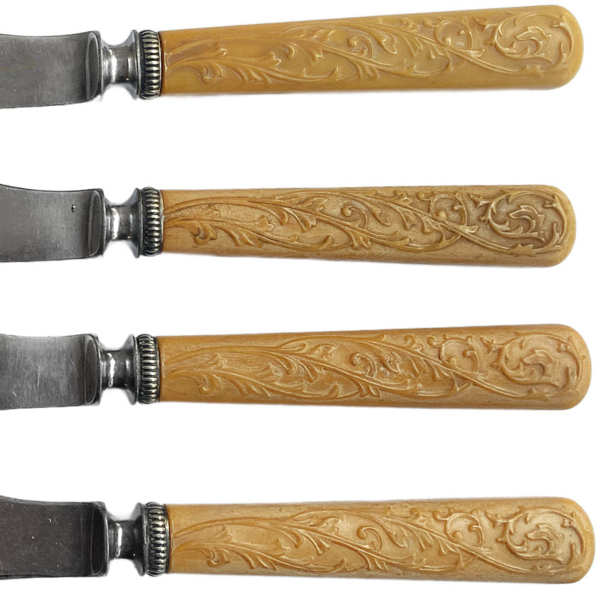 Elegant Vintage Abram French Co. Boston Celluloid Knives Set of 4