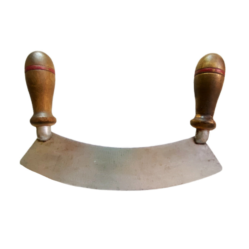 19th Century Country Metal & Oak Herb Chopper
