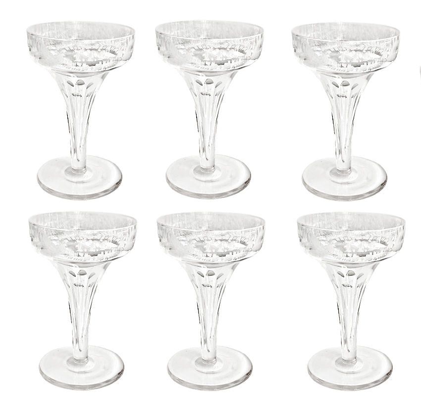 1880s French Hollow Stem Champagne Coupes