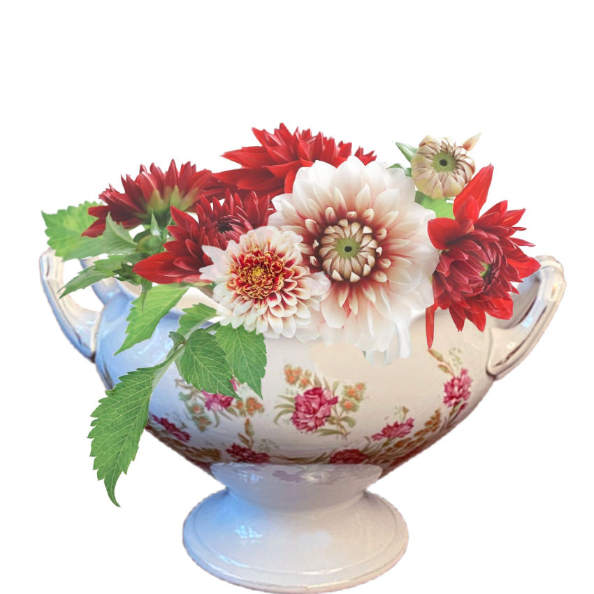 19th Century French Bridal Pink Floral Tureen