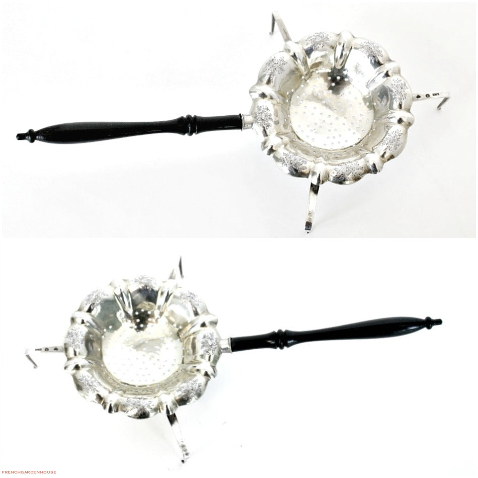 Unusual Antique Sterling Silver Tea Strainer