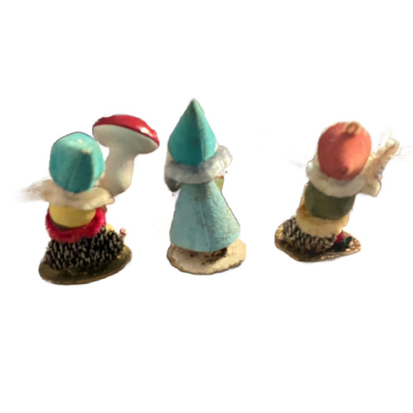3 Vintage Christmas Dwarfs or Pinecone Elves