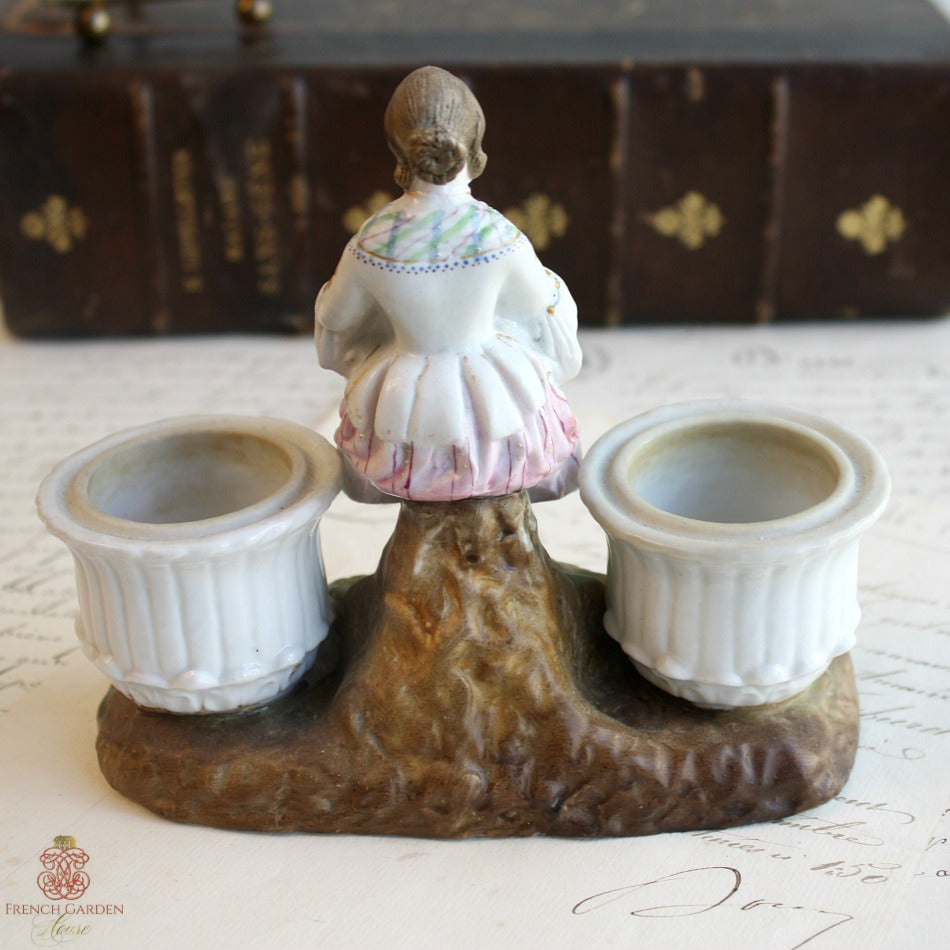 Early 19th Century Antique Old Paris Double Inkwell