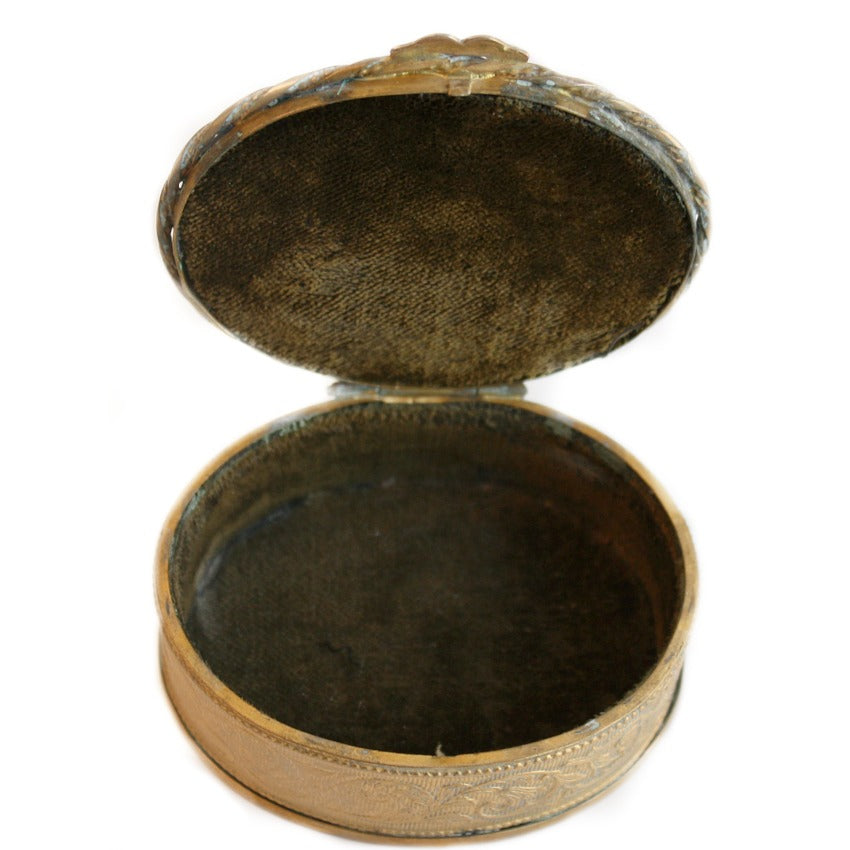 19th-Century French Limoges Gilt Bronze Oval Portrait Jewelry Box