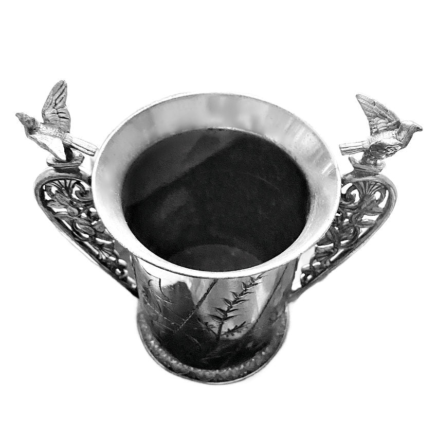 Antique 1800's Aurora Silver Plate Spooner with Birds