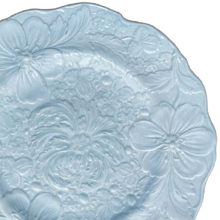 Antique French decorative floral plate raised relief wildflowers