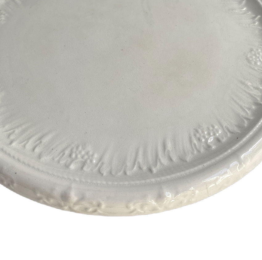 Antique French Ironstone Cheese Plateau with Fleur de Lis Motif