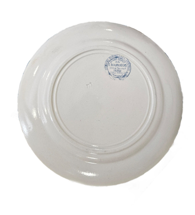 Antique faience by Gien in blue and white with mark Paris.