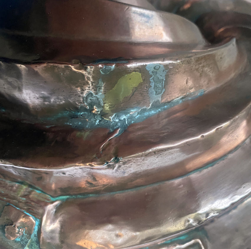 Antique Large French Copper Cake Mold — Sculptural Swirl Heirloom