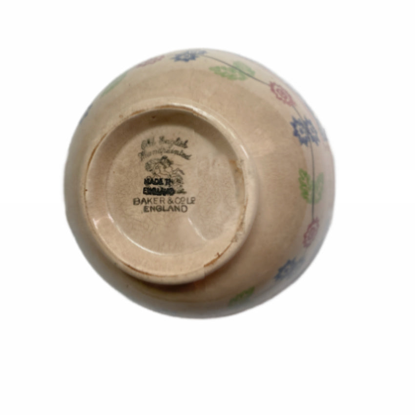 Antique Staffordshire Hand Painted & Stick Spatter Sponge Decorated Bowl Garlands