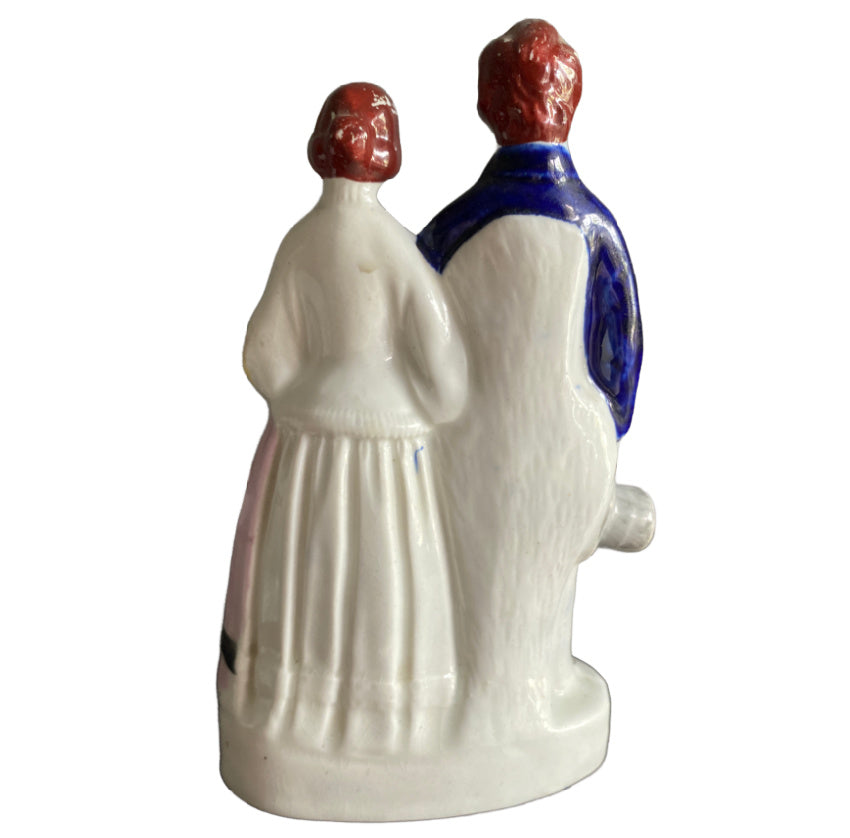 Antique Staffordshire royal wedding figure flat back view
