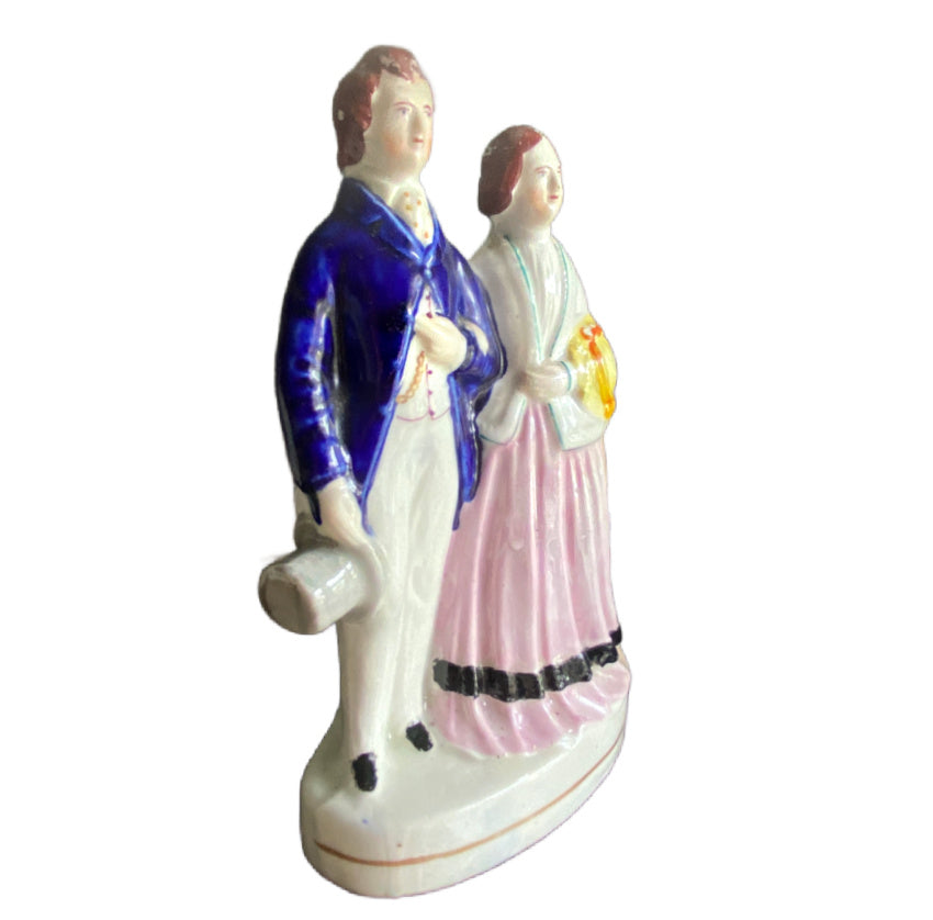 Antique English Staffordshire Royal Wedding figure side view