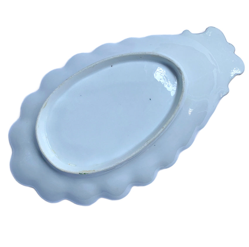 Antique Vieux Paris Hand-Painted Shell Relish Dish – Floral Bouquet & Gilt