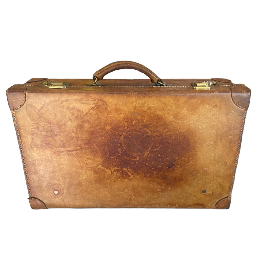 English leather luggage with Ralph Lauren label decorative collectible