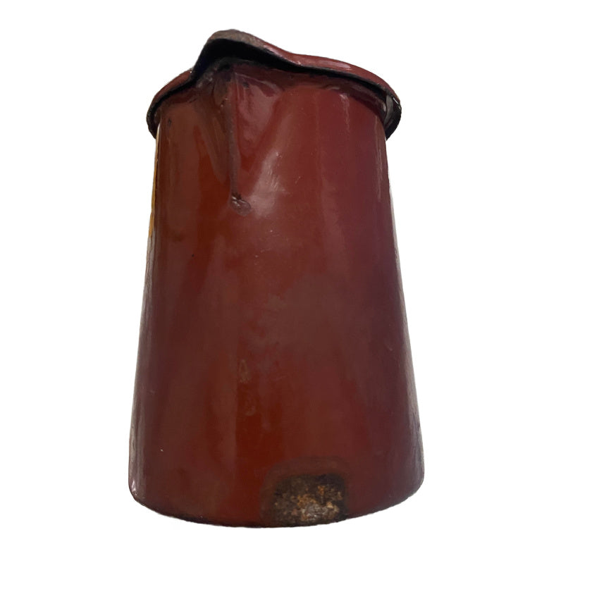 Antique French Country Brown Enamelware Pitcher with Lid