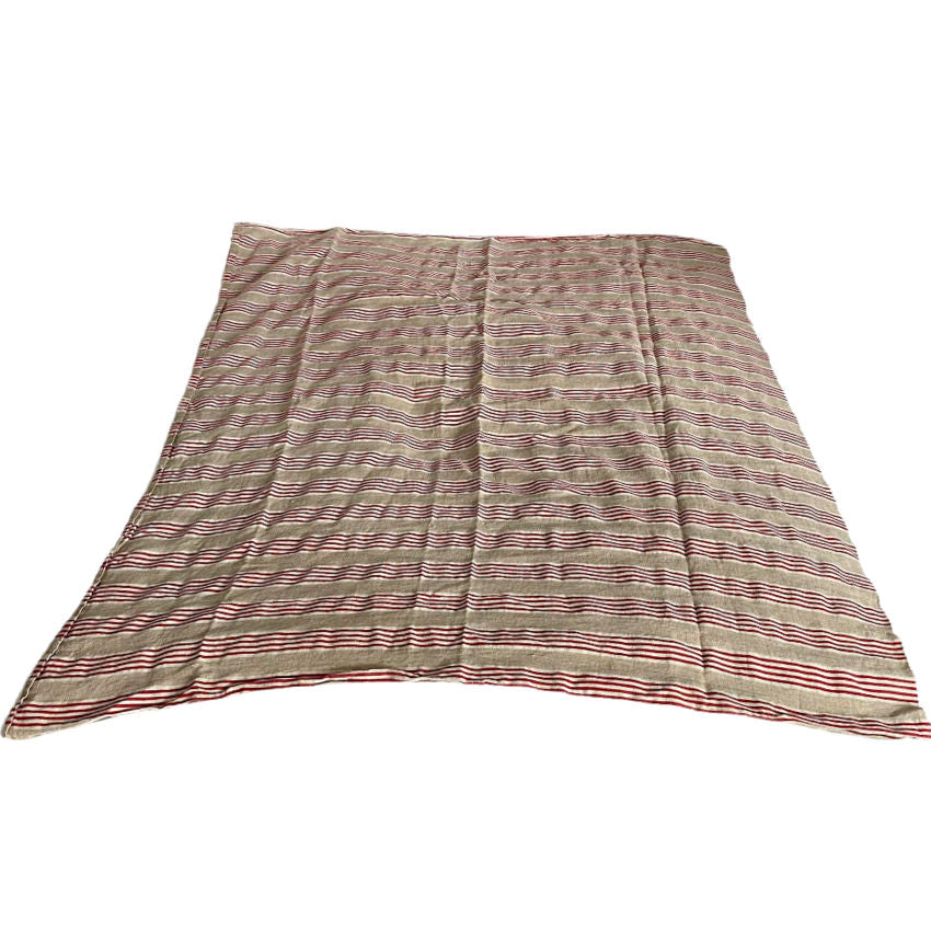 Antique French Red & Khaki Ticking Remnant