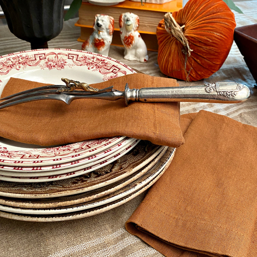 Antique French Sterling Silver Serving Fork with Gilded Stag