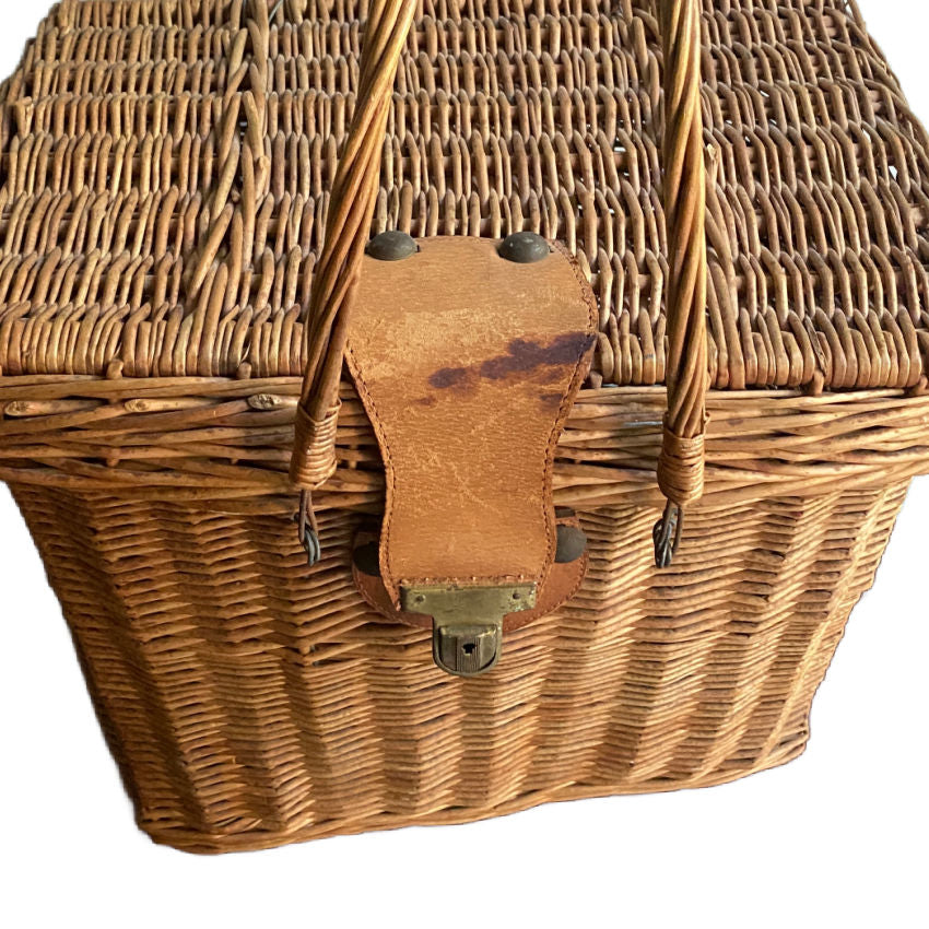 French farmhouse picnic basket with original patina