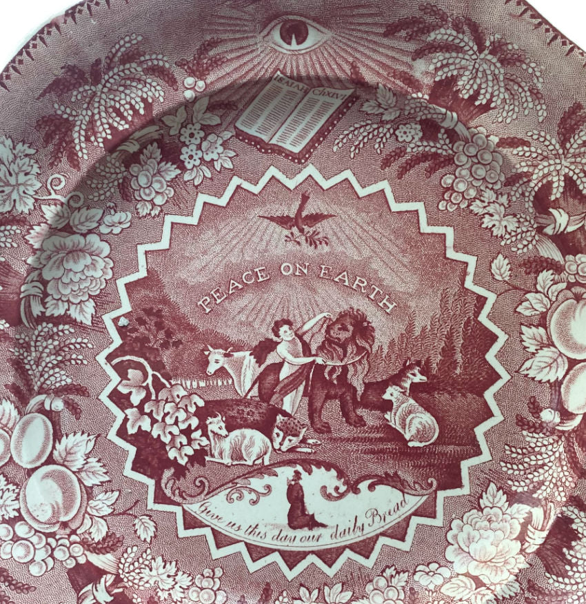 Antique Pink Red Staffordshire Transfer Plate R Stevenson & Son