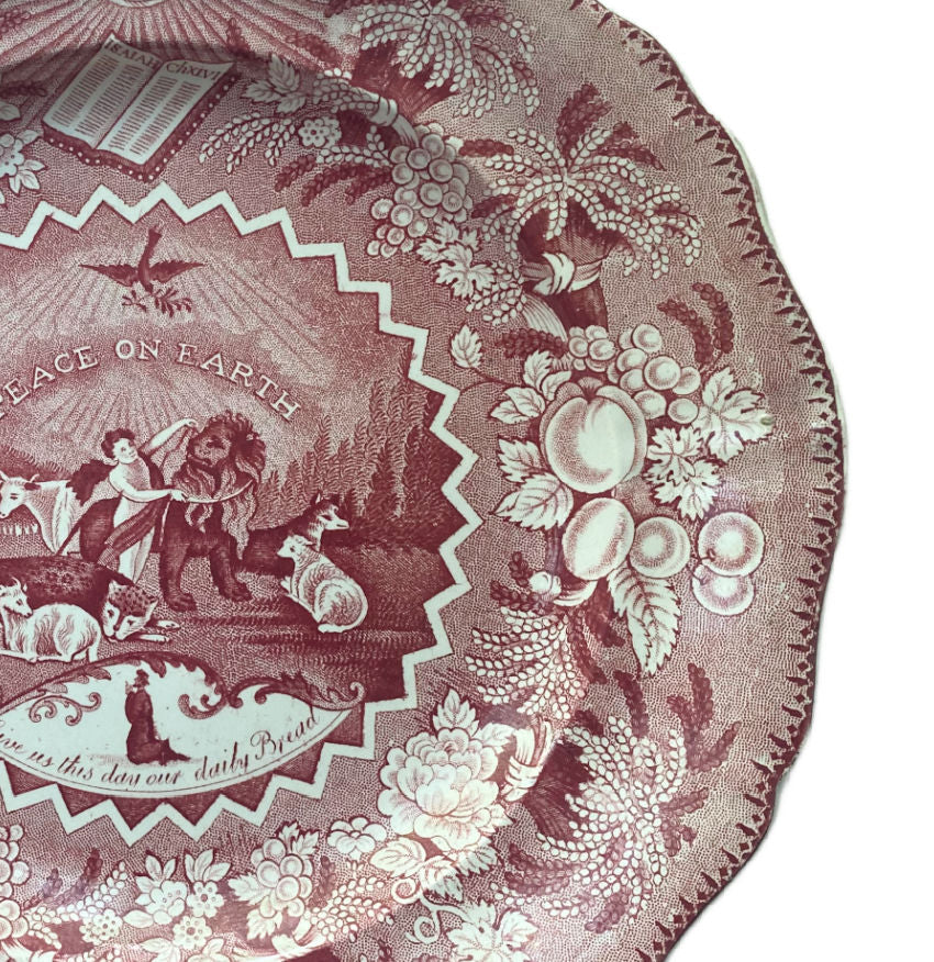 Antique Pink Red Staffordshire Transfer Plate R Stevenson & Son