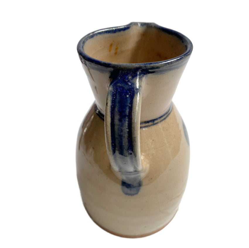 Antique French Pitcher Cream with Blue Polka Dots