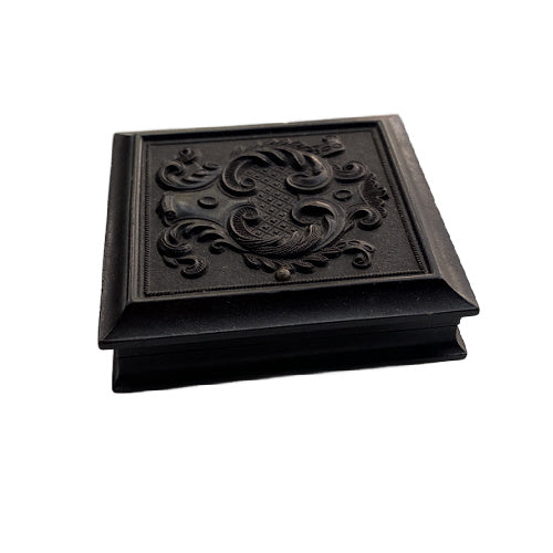 Antique miniature Union case with embossed Rococo scroll design and gentleman’s portrait inside. Rare 2-1/8" Victorian photographic keepsake collectible.