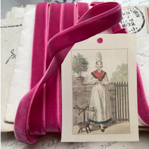 Soft and silky Antoinette Pink Velvet Ribbon 3/8 Inch — Luxury Single Face Velvet Trim, 10 Yards.