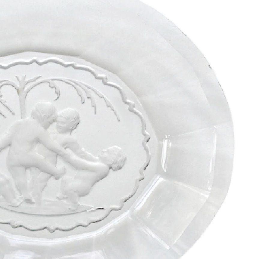 Art Deco Glass Intaglio Putti Dish
