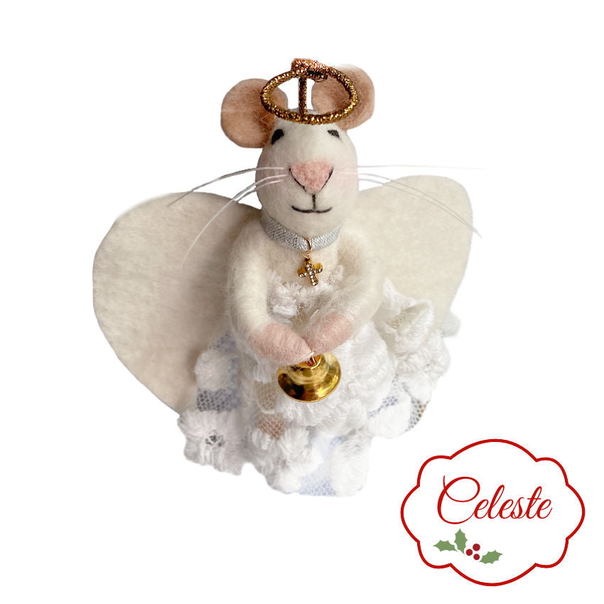Celeste Holiday Felted Mouse Ornament