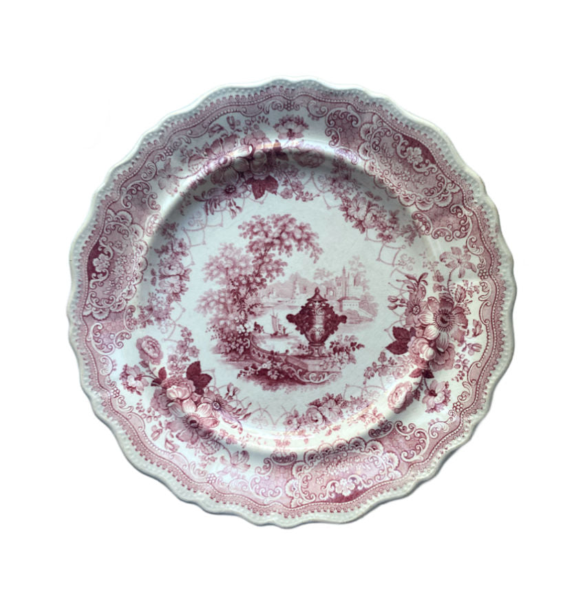 Early 19th Century Staffordshire Pink Red Transfer Plate Romantic