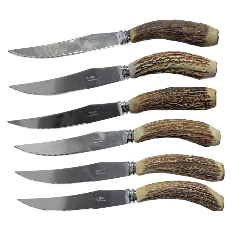 ビンテージ 英国 HOFFRITZ スタッグホーン ステーキナイフ 6本セット English Stag Horn Handle Steak Knives Set of Six – frenchgardenhouse