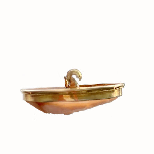 Estate 14k Gold Hand-Carved Shell Cameo Pin/Pendant – Portrait of a Lady