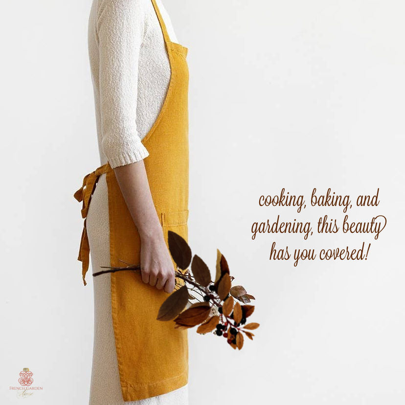 Linen Apron Rich Mustard Yellow