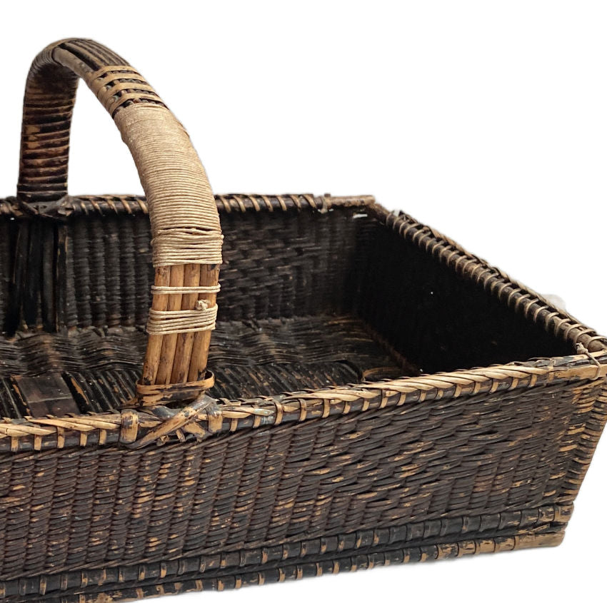Exceptional 19th Century Antique Shallow Handwoven Basket