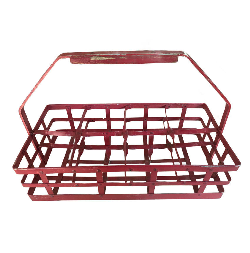 French Country red painted 8 bottle wine rack holder European wine cellar display