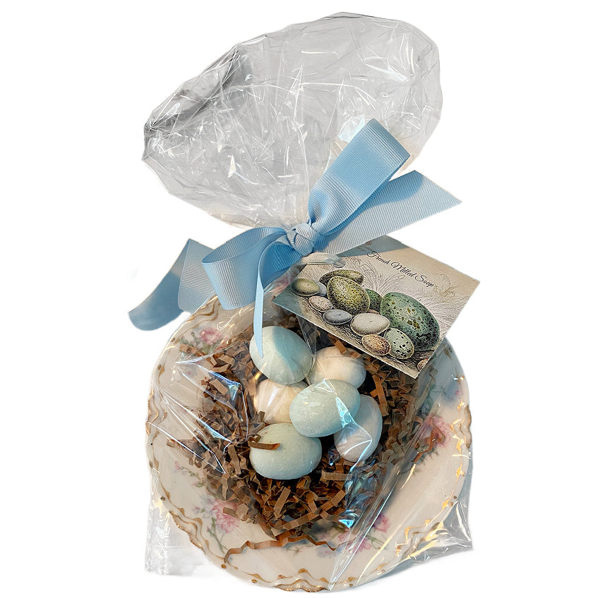 French Egg Soaps on Antique or Vintage Porcelain Saucer