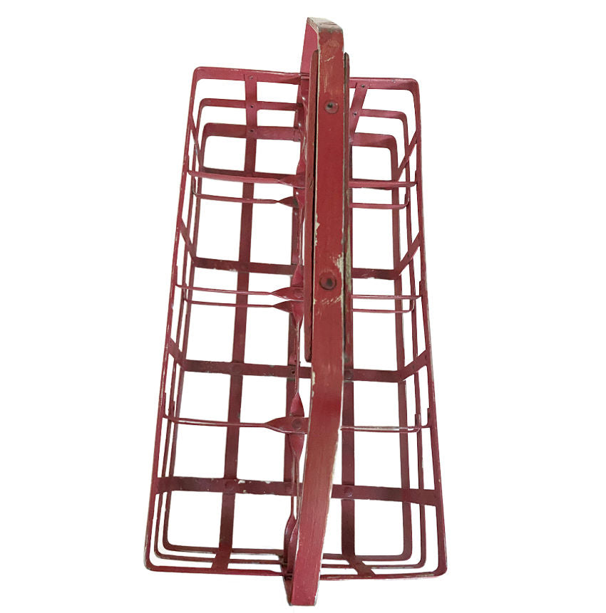 French country kitchen decor red painted 8 bottle wine bottle holder rack top view