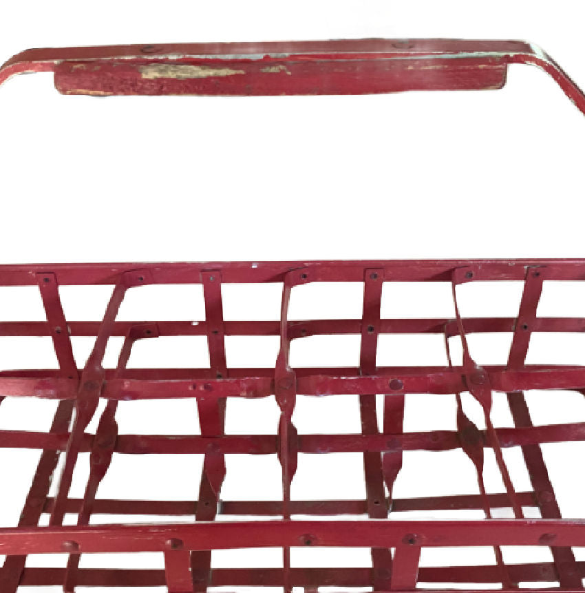 Decorative wine bottle holder French style red painted metal cellar organizer handle detail