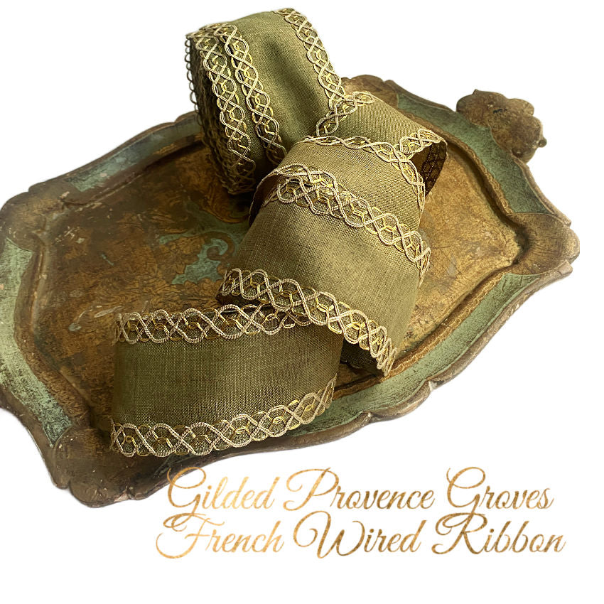 Gilded Provence Groves French Wired Ribbon