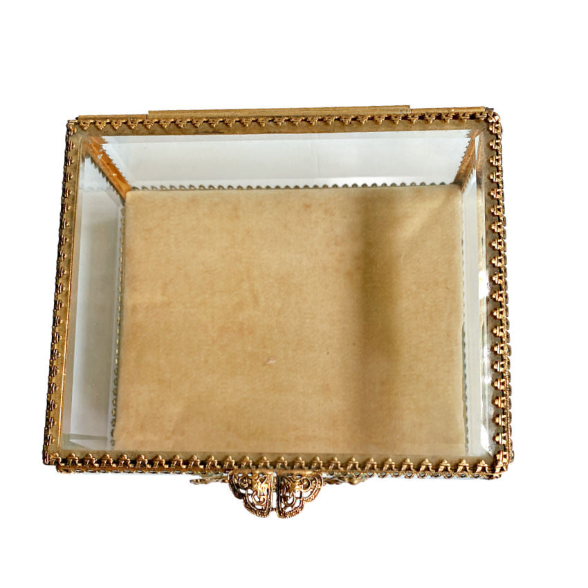 antique jewelry casket velvet cushion