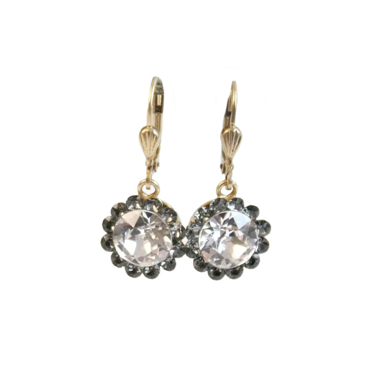 Elegant French dangle earrings with sparkling Swarovski crystals, handmade with classic European findings. Timeless Parisian charm and craftsmanship.