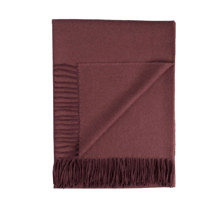 Luxury soft wine colored alpaca throw with fringe the best throw