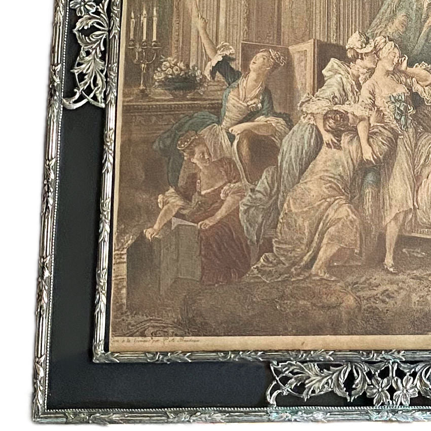 French silver frame with floral,details and rare Marie Antoinette style etching