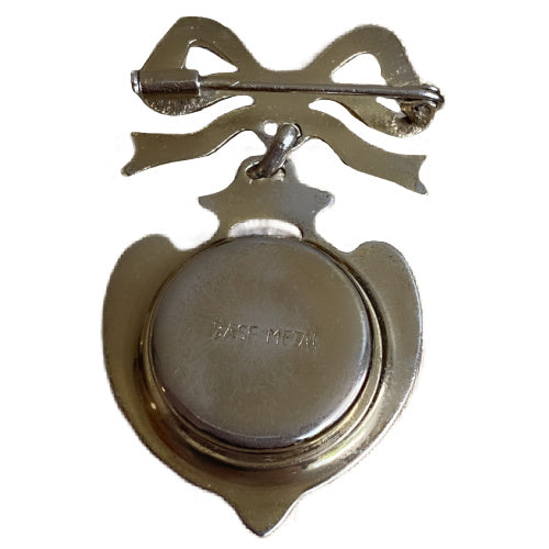 Sheffield Lavender Guilloché Enamel Bow Pin Watch, Edwardian Era