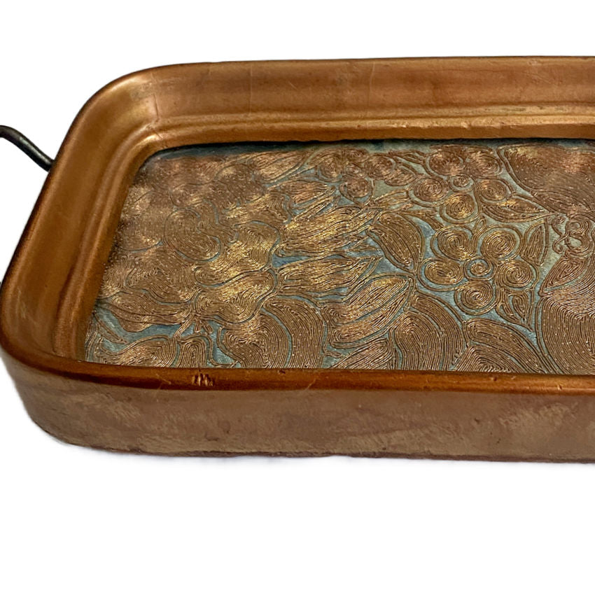 antique French tray, wood pin tray, gold bullion lace, under glass, miniature decorative tray, Parisian decor, collectible antique, vanity tray, small luxury tray, lingerie pin tray