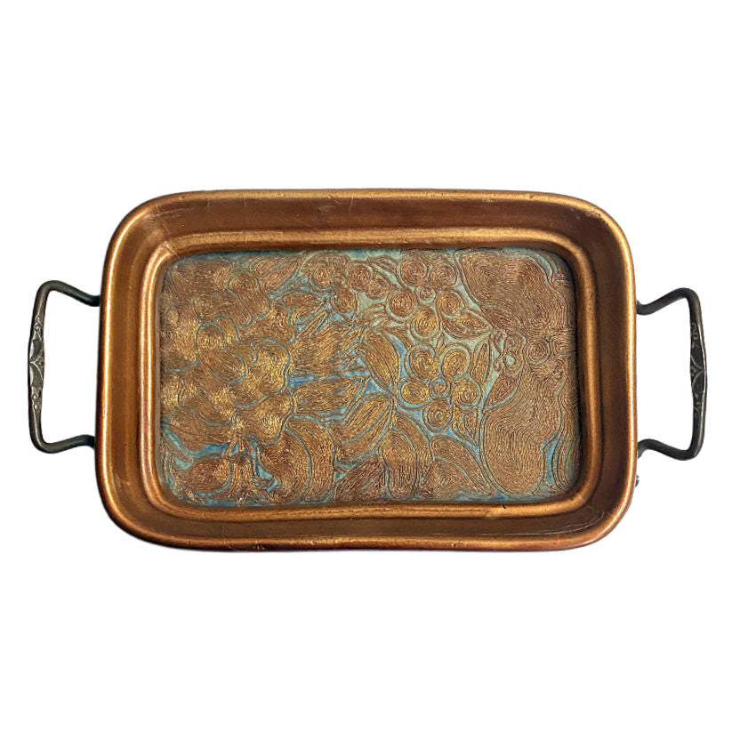 Small Antique French Gold Bullion Lace Under Glass Pin Tray – Exquisite Collectible