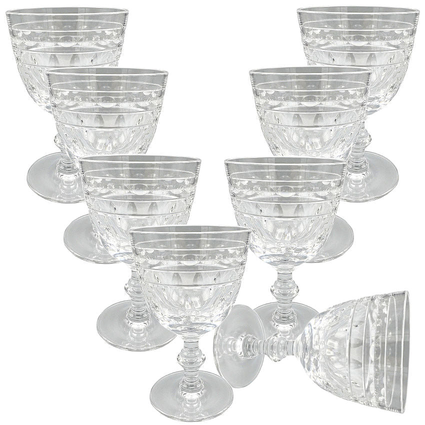 Val Saint Lambert Kent York crystal goblets set of 8 mid century Belgian stemware