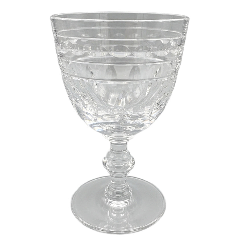 Vintage Belgian crystal goblet light reflections cut glass Kent York pattern single view