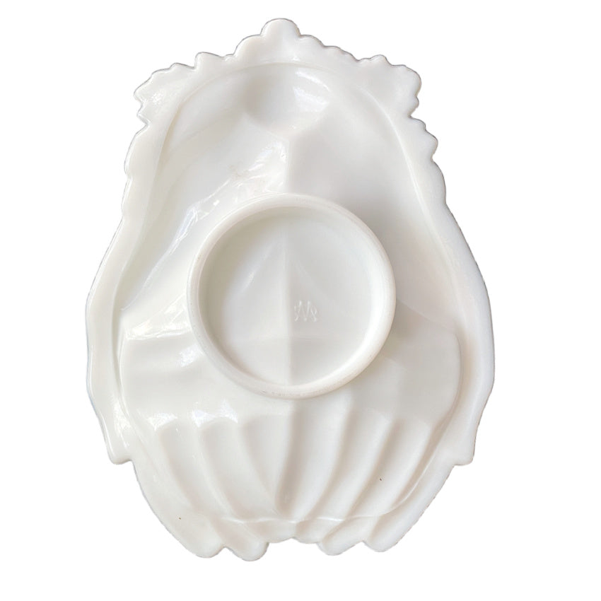 Vintage Milk Glass Double Hands Dish