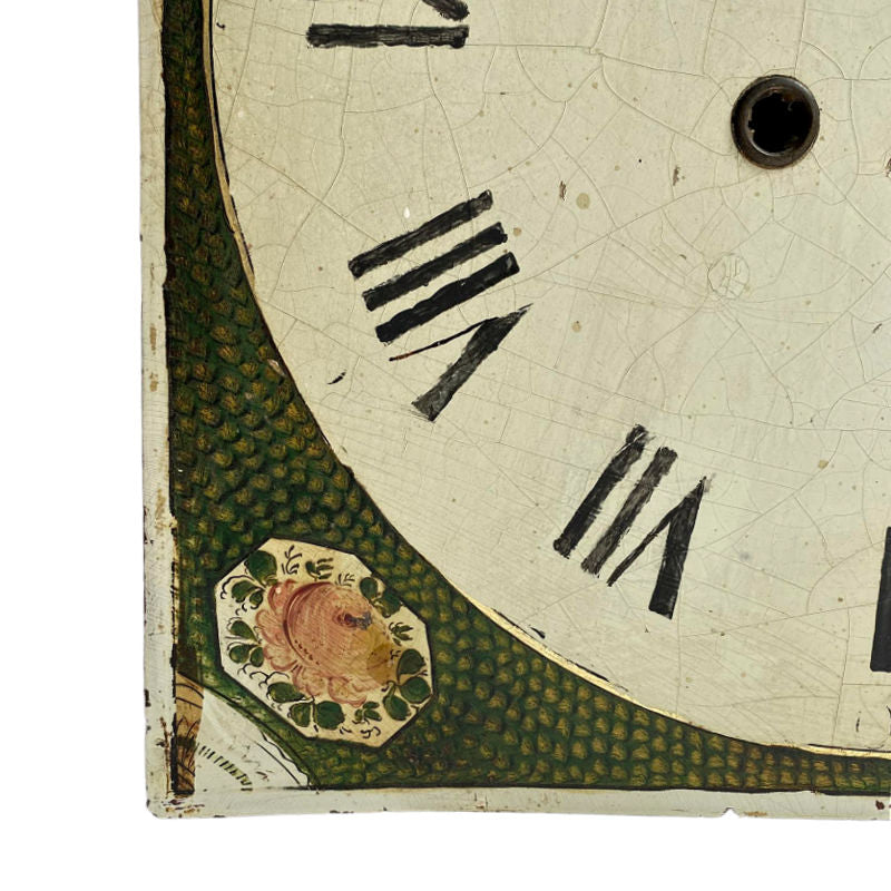 Antique Tole Hand Painted Large Floral Basket Clock Face